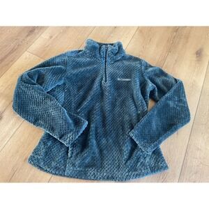 Columbia Womens Fire Side II Sherpa Fleece Quarter Zip Pullover Blue Large